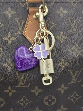 Louis Vuitton Purple Heart Charm Keychain